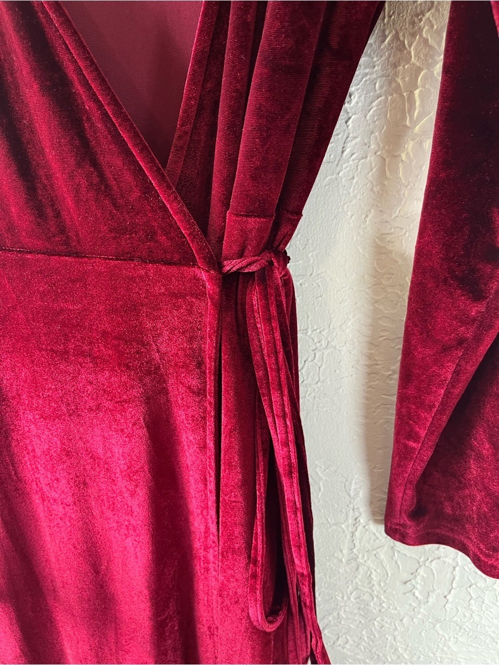 Baltic Born Sofia Velvet Wrap Maxi Dress in Mulberry Burgundy - Picture 10 of 16
